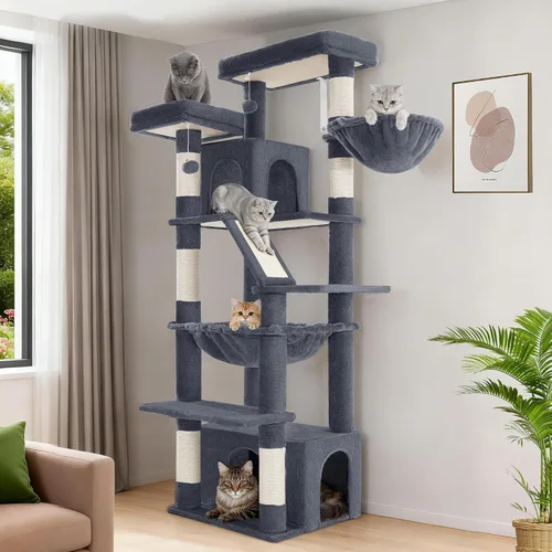 Miniatura 11 de Hzuaneri Árbol grande para gatos, torre para gatos de interior de 72 pulgadas de alto para 6 gatos grandes, actividad de escalada de esquina