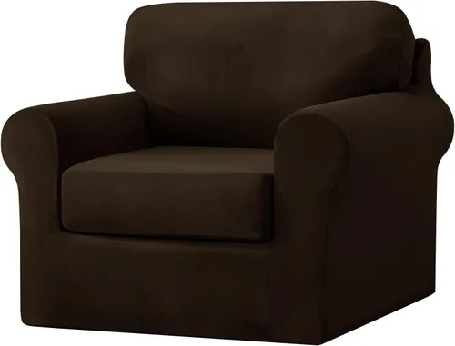 Miniatura 47 de UNBBRRL Fundas de sofá de 3 piezas para sofá, funda de terciopelo elástico para sillón con 1 funda de cojín de asiento y 1 funda de respaldo