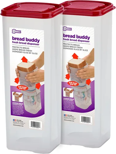 Miniatura 9 de Buddeez Bread Buddy - Recipiente hermético para almacenamiento de pan, diseño dispensador Slice by Slice, organizador perfecto para despensa, tapa