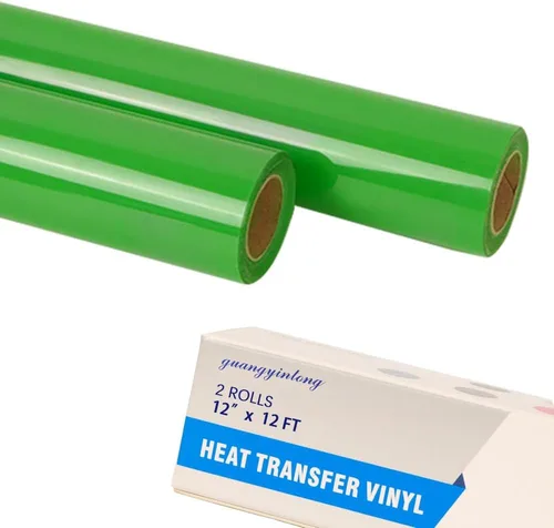 Miniatura 55 de guangyintong Rollo de vinilo de transferencia de calor negro con purpurina, 2 rollos de vinilo para planchar de 12 pulgadas x 12 pies