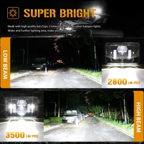 Miniatura 2 de Auxbeam Faros delanteros LED de 60 W 4 x 6 con repuesto aprobado por puntos H4651 H4652 H4656 H4666 H6545 para camiones Peterbilt Kenworth