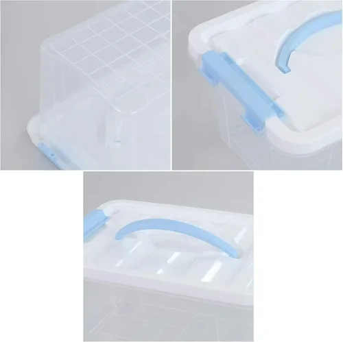 Miniatura 2 de Caja de almacenamiento de plástico de 6 litros, contenedor de almacenamiento transparente con tapas, juego de 6
