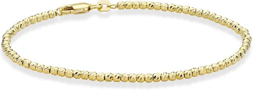 Miabella Pulsera de plata de ley 925, chapada en oro amarillo de 18 quilates, corte de diamante, 0.098 in para mujer, fabricada en Italia