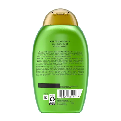 Miniatura 7 de OGX Acondicionador Extra Fuerte Refrescante para Cuero Cabelludo + Romero Menta, Acondicionador Nutritivo para el Cabello y el Cuero Cabelludo