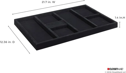 Miniatura 5 de ClosetMaid SuiteSymphony - Organizador de terciopelo, cajones para collares, aretes, pulseras, relojes, anillos, 21.7 pulgadas de ancho, negro
