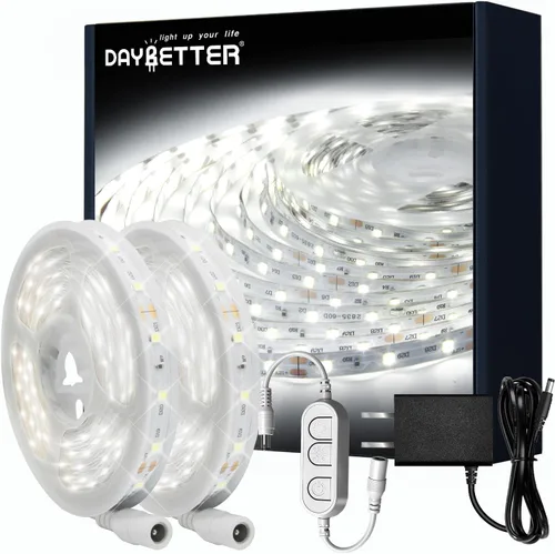 Miniatura 12 de DAYBETTER 16.4FT Tira de luces LED COB regulable, luces LED de alta luminosidad, 6500K blanco brillante de luz diurna, 24V, 140 LEDs, cinta LED Luz