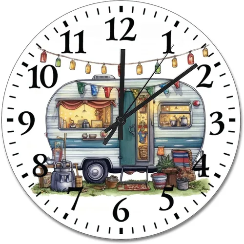 Miniatura 38 de ArogGeld Reloj de pared de 5 O'Clock Somewhere - Reloj redondo de madera para casa de playa, 10, silencioso, sin tictac, batería de cuarzo, granja
