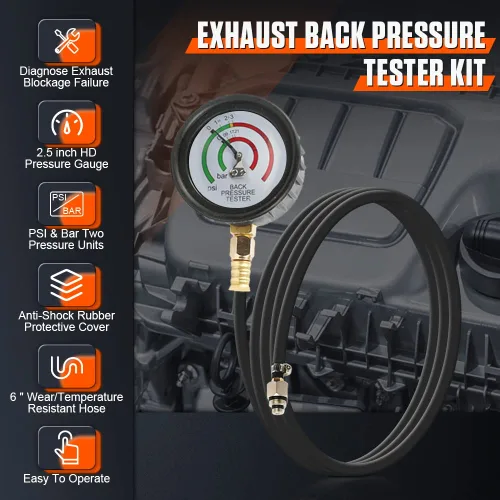 Miniatura 2 de Kit de probador de presión de escape DUOYI con manguera de 6 pies, kit de medidor de presión de escape automotriz de diagnóstico profesional a