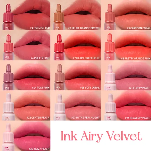 Miniatura 3 de Peripera Ink Airy Velvet - Tinte labial de alta pigmentación, ligero, suave, hidratante (030 WAKE UP CHERRY)