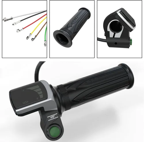 Miniatura 5 de 1PZ Acelerador giratorio de bicicleta eléctrica de 36 V con pantalla de voltaje LCD, agarre de acelerador de scooter impermeable compatible