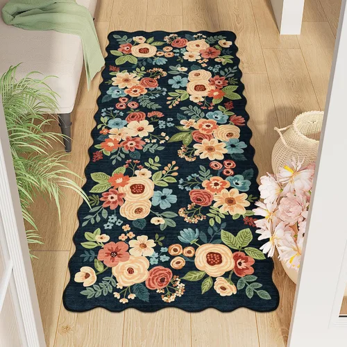 Miniatura 228 de DUKINO Alfombra de área de 6 x 9 pies, alfombra floral para sala de estar, ligera, antideslizante, lavable, alfombra de interior de pelo bajo