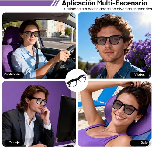 Miniatura 6 de Lentes de traducción Bluetooth inalámbricos inteligentes AI para hombres/mujeres con altavoces/Bluetooth y más de 140 idiomas traducción