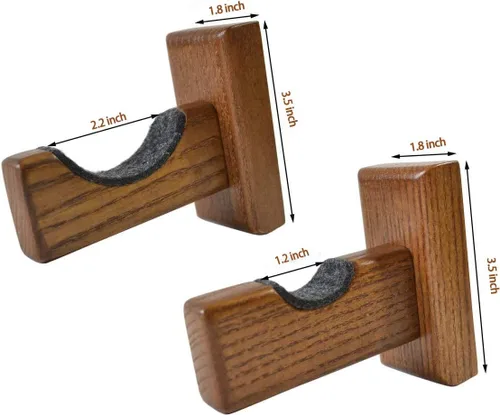 Miniatura 5 de Orga'Neat Vitrina de Exhibición para Bate de Béisbol, Soporte de Pared para Bate con Colgador, Estante Horizontal de Nogal Macizo con Forro Marrón