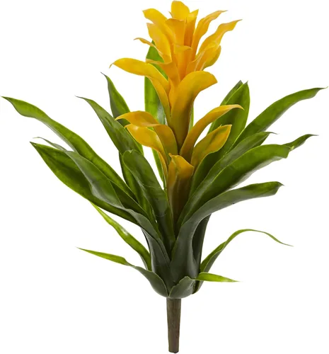 Miniatura 3 de Nearly Natural Flor artificial de bromelia de 15 pulgadas (juego de 4)