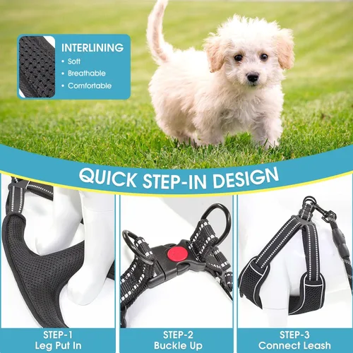 Miniatura 4 de BAAPET Arnés transpirable para perro para cachorros pequeños, medianos y malla de aire con correa reflectante de 6 pies para perro
