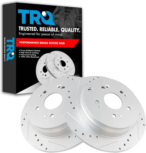 Miniatura 96 de TRQ Juego de rotores de freno de rendimiento trasero con revestimiento G premium compatible con Mazda 6 2014-2021