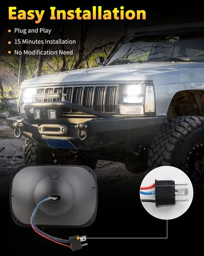 Miniatura 5 de BICYACO DOT - Faros delanteros LED de 110 W, 5 x 7, 7 x 6 pulgadas, proyector de haz sellado LED alto/bajo, compatible con Jeep Wrangler YJ Cherokee