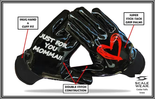 Miniatura 2 de Solo para ti Guantes de receptor de fútbol Momma - Guantes de fútbol Battle College Lineman negro blanco para adultos y jóvenes, hombres