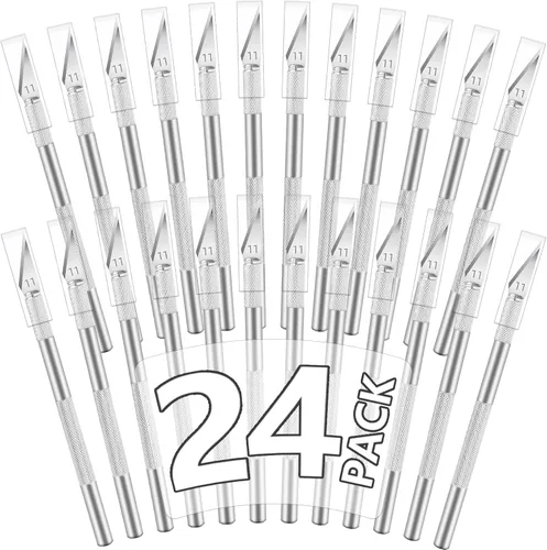Jetmore Juego de 24 cuchillos Exacto, cuchillos para manualidades, kit de cuchillos de precisión para cortar bricolaje, tallar calabaza, recortar,