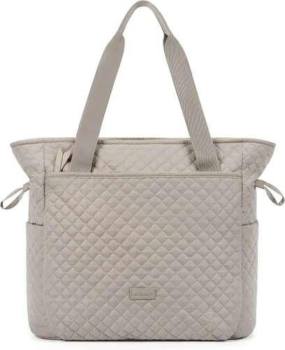 BAGSMART Bolsa de mano para mujer, bolsa grande para mujer con cremallera, bolsa acolchada con asa superior para viajes, trabajo, escuela