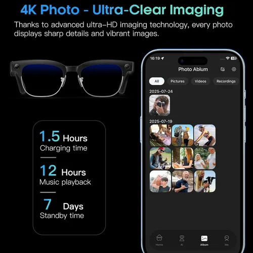 Miniatura 3 de Reloj inteligente AI para cámara de 8 MP, grabación de video HD 1080P, foto 4K, traducción en tiempo real, reconocimiento de imagen AI, asistente