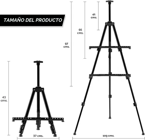 Miniatura 4 de Caballete de arte para pintar y exhibir – Caballete de aluminio plegable ajustable de piso de 66 pulgadas para letreros – Soporte de lienzo de mesa