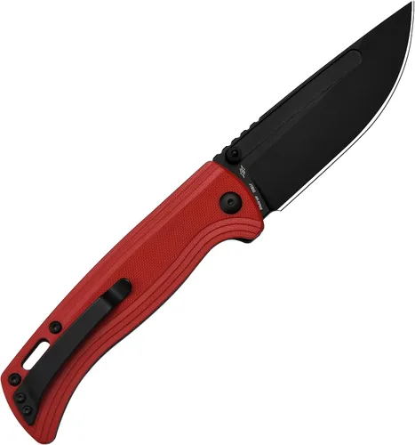 Miniatura 3 de CJRB CUTLERY Cuchillo de bolsillo Recurso (J1932) para pulgar, cuchillo plegable para hombre, hoja de acero PVD AR-RPM9 negro y mango rojo G10