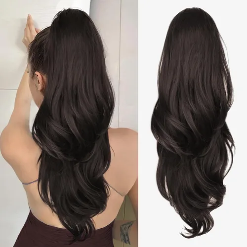 Miniatura 30 de Extensión de cola de caballo rubio, extensión de cola de caballo con cordón de 20 pulgadas para mujeres, extensiones de cabello de cola de caballo