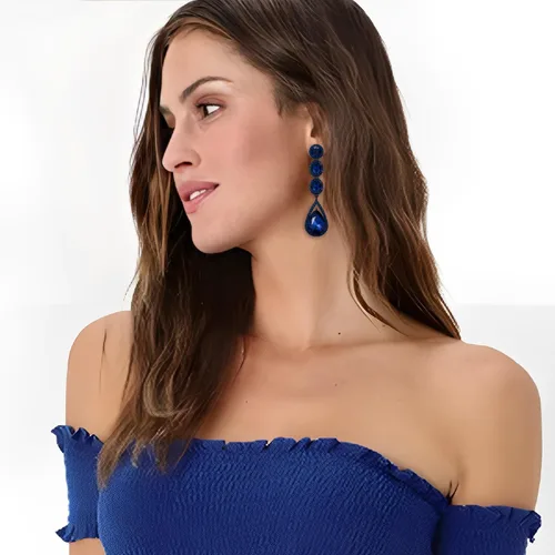Miniatura 2 de Flyonce Aretes colgantes con diamantes de imitación de cristal para boda, Cristal
