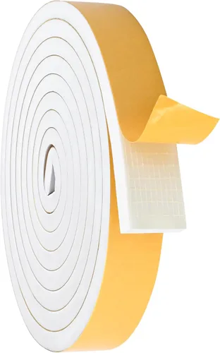 Miniatura 16 de Burlete de cinta de espuma autoadhesiva blanca para puertas y ventanas de 1 pulgada × 3/4 pulgada × 13 pies, tira de sellado de espuma de alta Blanco