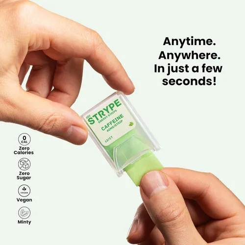 Miniatura 3 de Tiras de Energía Cafeína Instantánea en una Tira 80mg por Porción Cafeína Portátil + Mentas para el Aliento Cero Calorías y Cero Azúcar