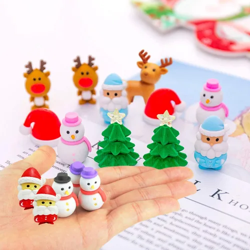 Miniatura 8 de LanMa 30 piezas de borradores de Navidad para niños, rompecabezas de animales, borrador de escritorio, mascotas, recompensas de aula, recuerdos