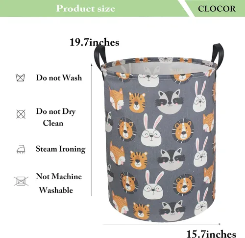 Miniatura 5 de CLOCOR Cesta de lavandería para niños, contenedor de almacenamiento de tela plegable, cesta de guardería para niños, cubo de juguetes para niños