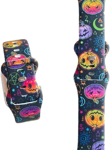 Correa de reloj de calabaza de Halloween compatible con Apple Watch Series 9 8 7 6 5 4 3 2 1 SE, modelo 1.496 in 1.575 in 1.614 in 1.654 in 1.732 in