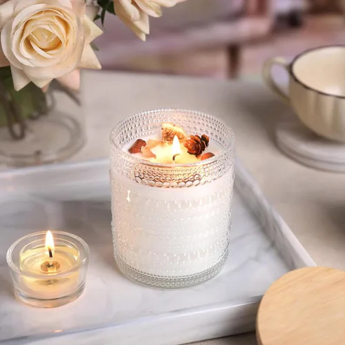 Miniatura 7 de DARJEN Paquete de 12 tarros de vela transparentes para hacer velas - tarros de vidrio vacíos de 8 onzas con tapas y etiquetas de bambú, suministros