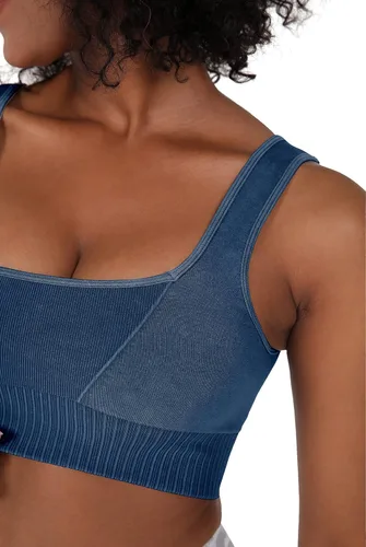 Miniatura 4 de ODODOS Sujetador deportivo sin costuras con cuello cuadrado para mujer, camiseta sin mangas acanalada, casual, espalda baja