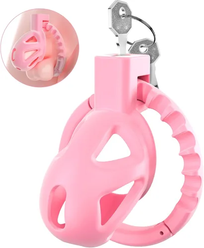 Uoffile Dispositivos de jaula de castidad masculina, pequeña jaula de castidad ligera con 8 anillos ajustables para pene y bloqueo invisible, equipo