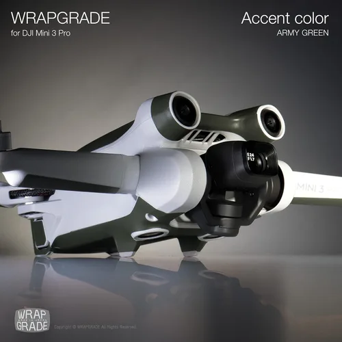 Miniatura 5 de WRAPGRADE Pegatinas de piel compatibles con DJI Mini 3 Pro Color de acento (verde militar)