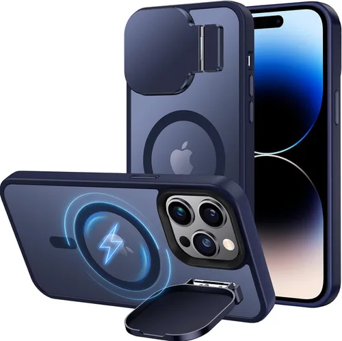 Miniatura 9 de Silverback Funda para iPhone 14 Pro Max con funda para cámara, compatible con MagSafe, con soporte integrado, funda magnética translúcida mate a