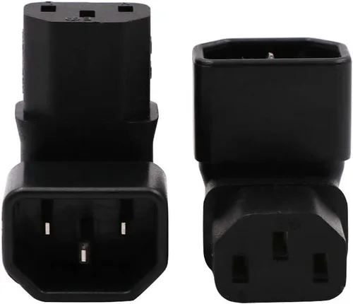 Miniatura 7 de Adaptador de corriente IEC C14 a C13 PDU Plug/Socket Up 90 grados para montaje en pared LCD TV 2 Pack Negro/paquete de 2 (arriba)