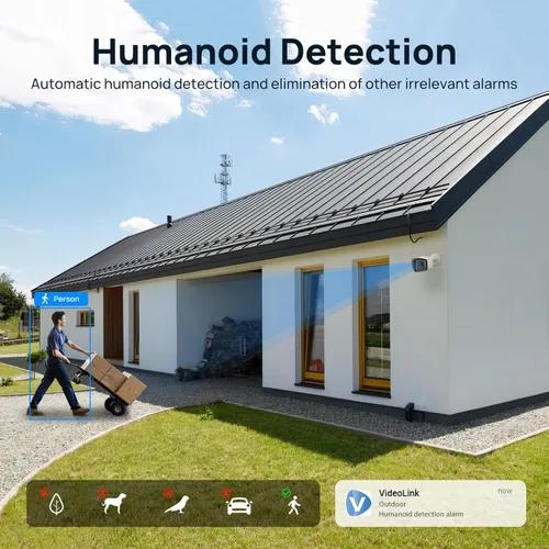 Miniatura 4 de PANOEAGLE Cámara de seguridad IP PoE de doble lente de 4 MP para exteriores con gran angular panorámico de 180°, visión nocturna a