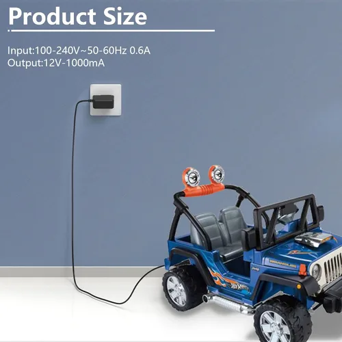 Miniatura 2 de Hafiuege Cargador de 12 V compatible con Power Wheels batería gris, batería superior naranja, gris Fisher-Price, cable de alimentación de juguetes