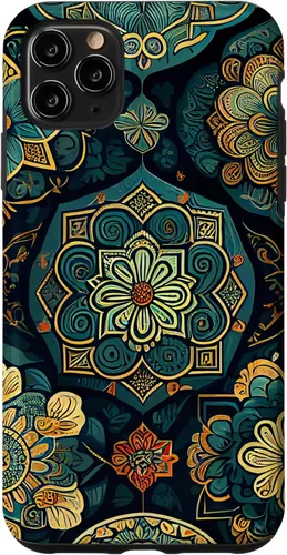 Miniatura 11 de iPhone 11 - Funda bohemia vintage marroquí con patrón retro floral bohemio
