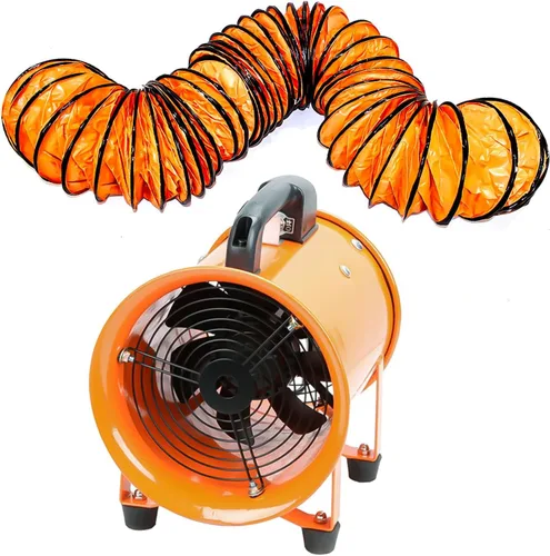 Ventilador portátil de alta velocidad de 10 pulgadas, ventilador de escape industrial con manguera de conducto flexible de 16.4 pies, ventilador de