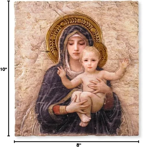 Miniatura 2 de Madonna with Child Christ Icon - Placa de pared de resina pintada de 10 pulgadas