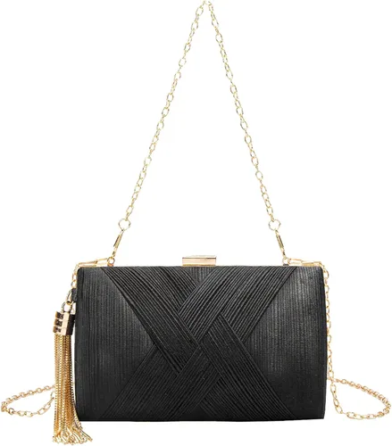 LETODE Elegante bolso de mano con colgante de borla para mujer, bolso de mano de seda para novia, boda, baile de graduación, fiesta nocturna |