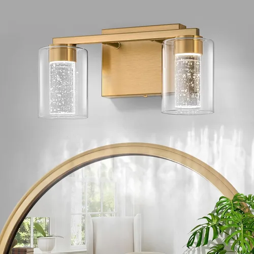 Miniatura 12 de SineRise Lámpara de tocador dorada de 3 luces con 3 modos de color (3000K/4000K/6000K), Accesorio de luz LED para baño con protección ocular, Luz