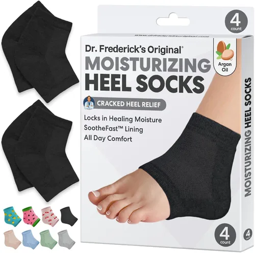 Miniatura 13 de Dr. Frederick's Original- Calcetines hidratantes para el tratamiento del talón agrietado/pies secos para mujeres y hombres, 2 pares, aloe verde Aloe