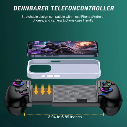 Miniatura 7 de Wireless Mobile Game Controller for iPhone & Android – Hall Effect Joystick & Triggers, Programmable Back Buttons, Phone Case Support, Compatible