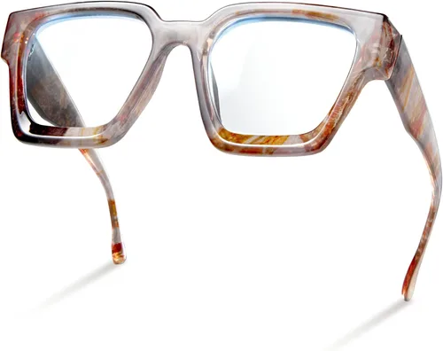 Miniatura 22 de livho Marco de gafas de gran tamaño para mujer y hombre, lentes rectangulares de moda para computadora, marco elegante *Tortuga de coco